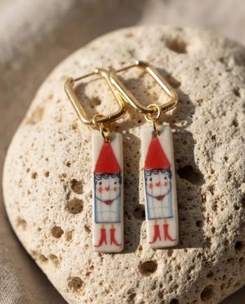 Pendientes aro cuadrado casitas